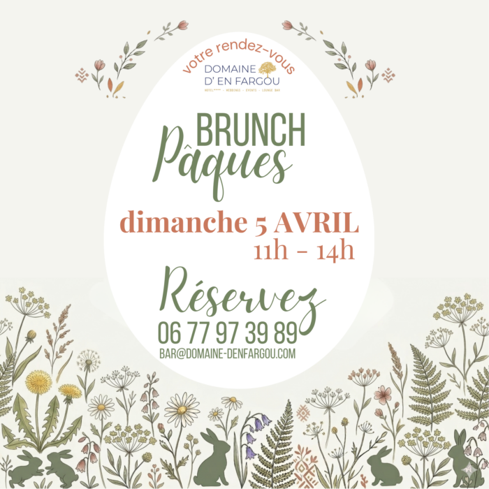 Visuel Brunch de Pâques Dimanche 5 avril Domaine d'En Fargou